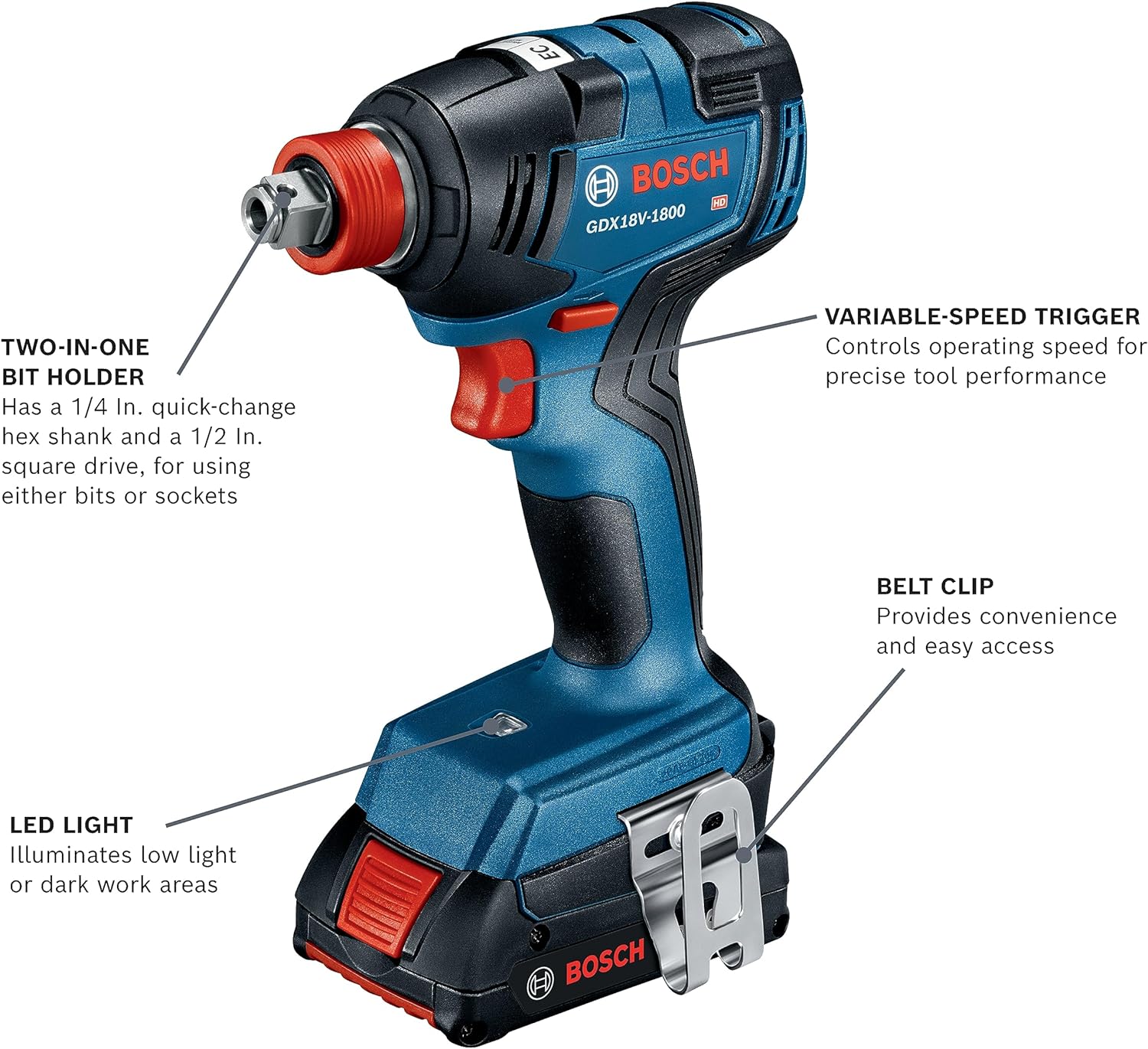 BOSCH GXL18V-601B25 18V 6-Tool Combo Kit With 2-In-1 Bit/Socket Impact ...