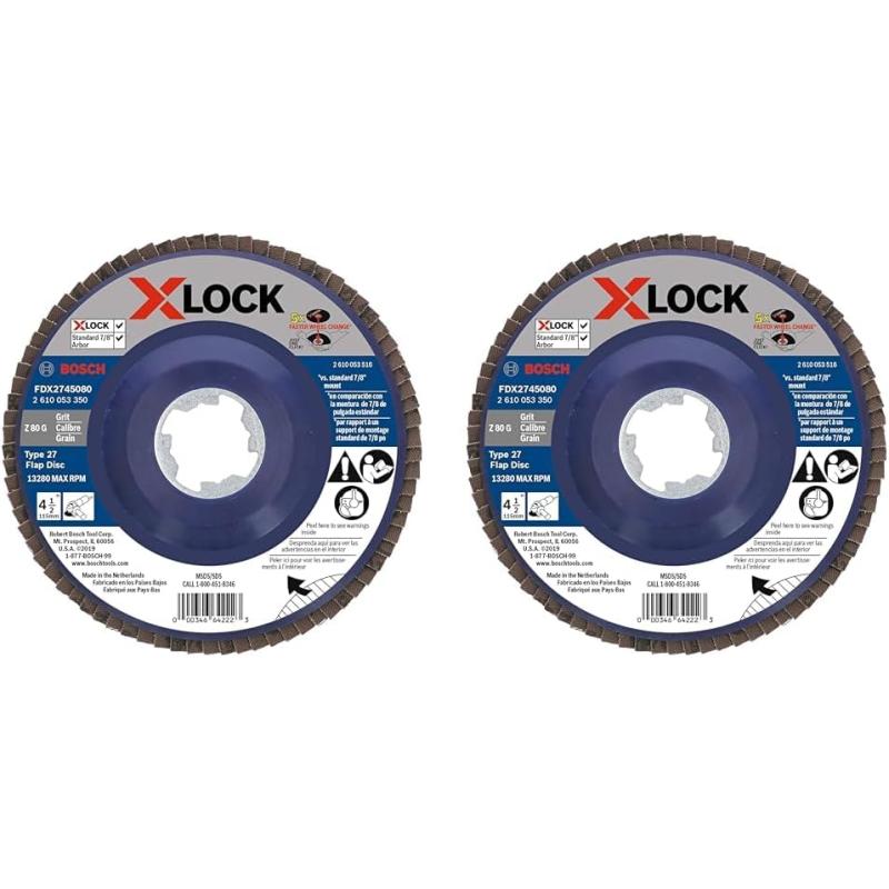 BOSCH FDX2950120 1-Piece 5 In. X-LOCK Flap Disc 120 Grit Compatible ...